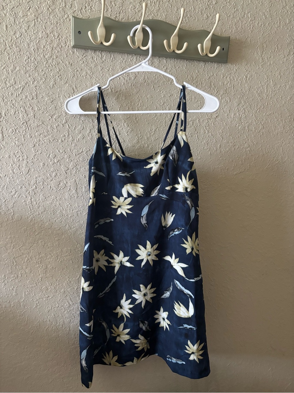 Rampage Navy Slip Dress with Cream Floral Accents and adjustable straps